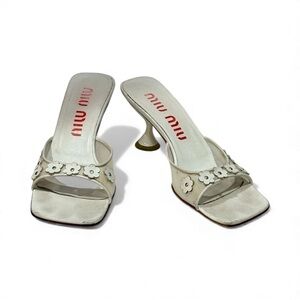 Miu Miu Cream Floral Heels
